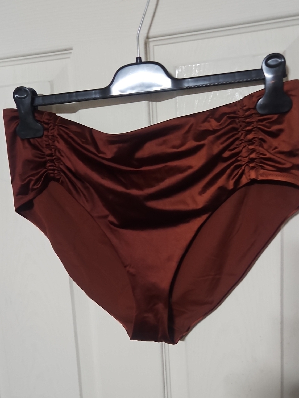 CALIA Women's Adjustable Tie Front Swim Bottoms: RED BROWN SHINE: NWT: SIZE L